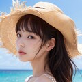 夏のビーチの横顔ガール（白ドレスVer） 4枚目