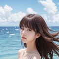 夏のビーチの横顔ガール（白ドレスVer） 5枚目