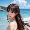 夏のビーチの横顔ガール（白ドレスVer） 6枚目