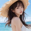 夏のビーチの横顔ガール（白ドレスVer） 2枚目