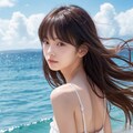 夏のビーチの横顔ガール（白ドレスVer） 7枚目