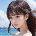 夏のビーチの横顔ガール（白ドレスVer） 9枚目