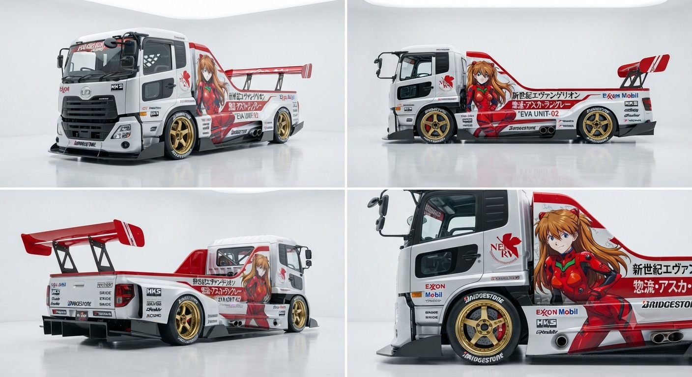 新世紀エヴァンゲリオン痛車UDトラックレーシングカー | の人気AIイラスト・グラビア