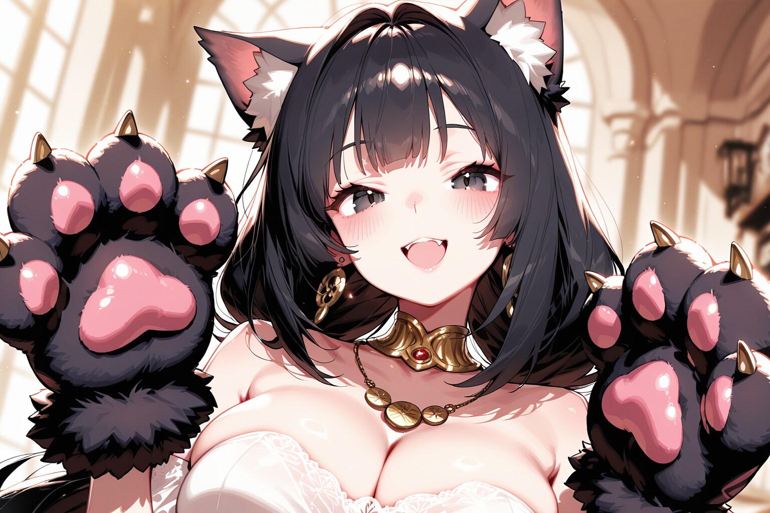 黒眼黒髪（ネックレス及び肉球装備）