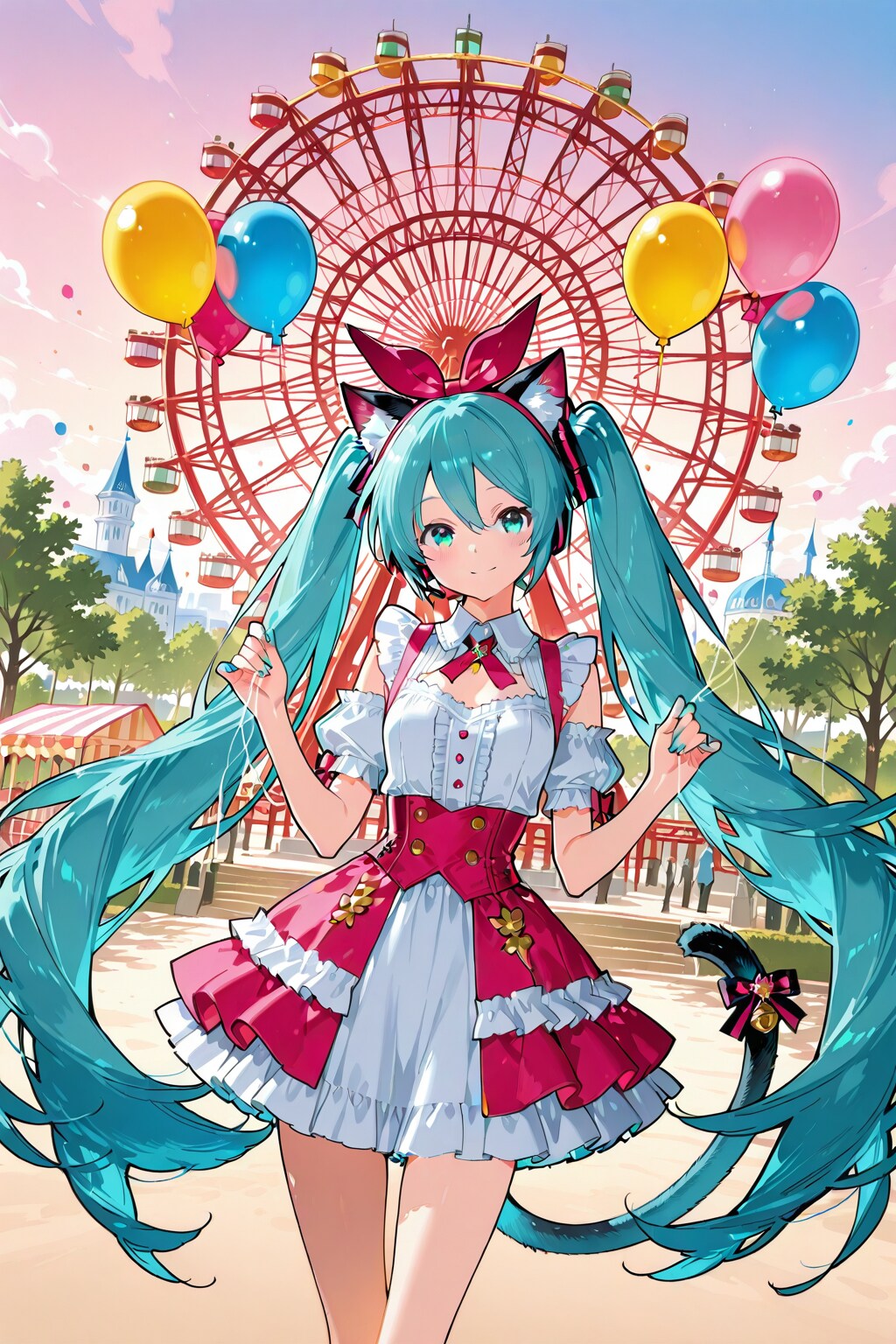 ミクとレトロな遊園地