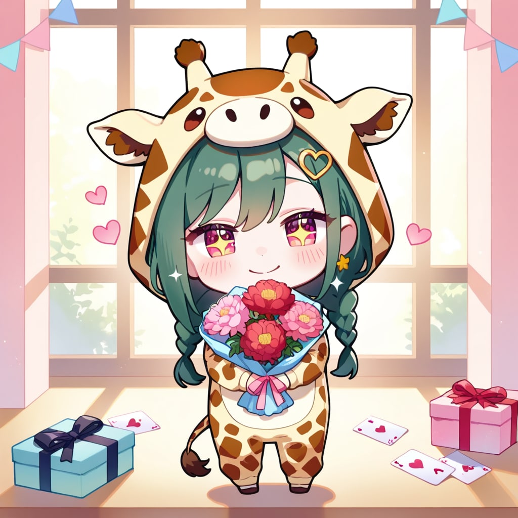 母の日のキリン着ぐるみちび子ちゃん