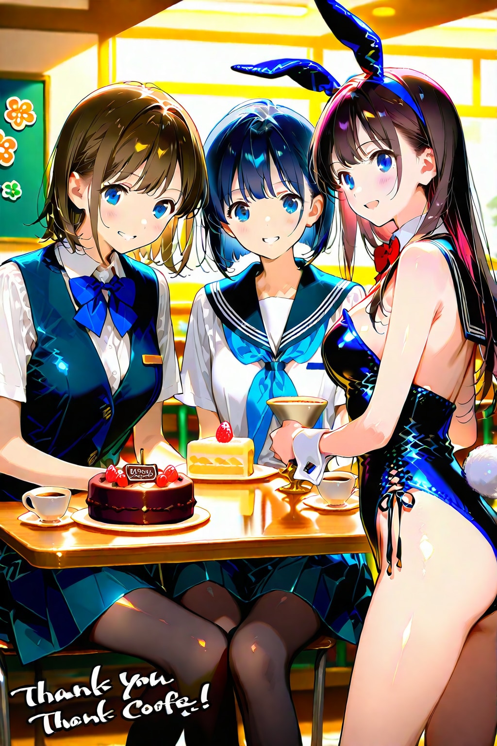 学園祭、接客中