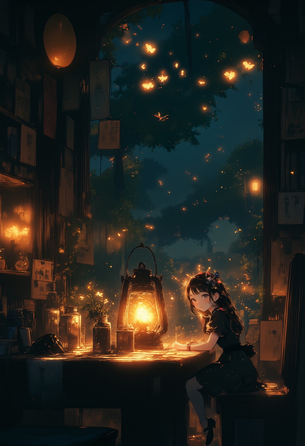 ランタンと女の子