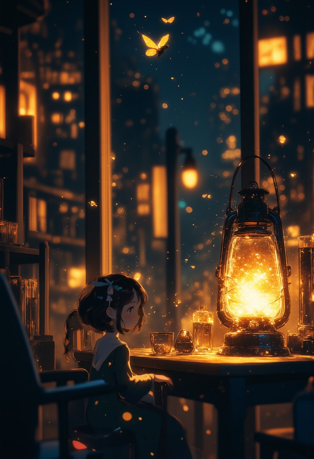 ランタンと女の子