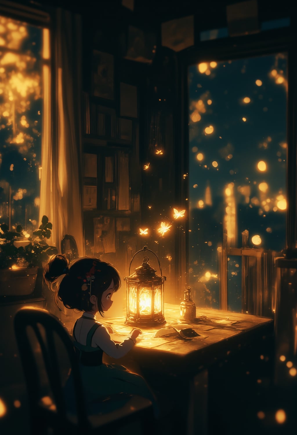 ランタンと女の子