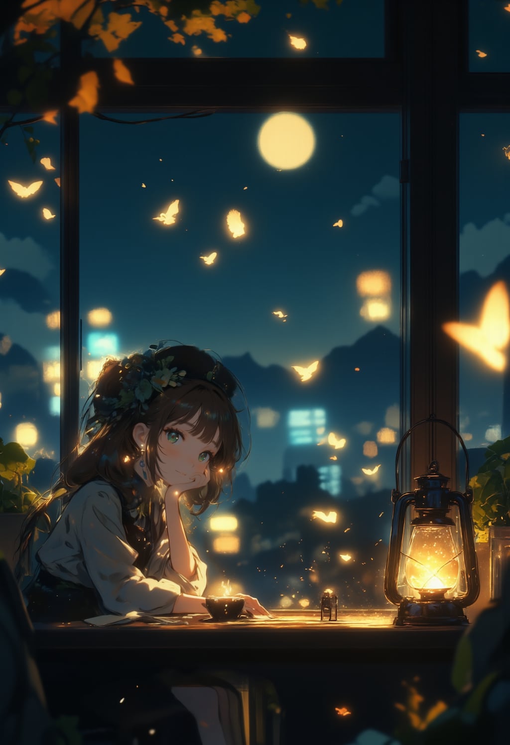 ランタンと女の子