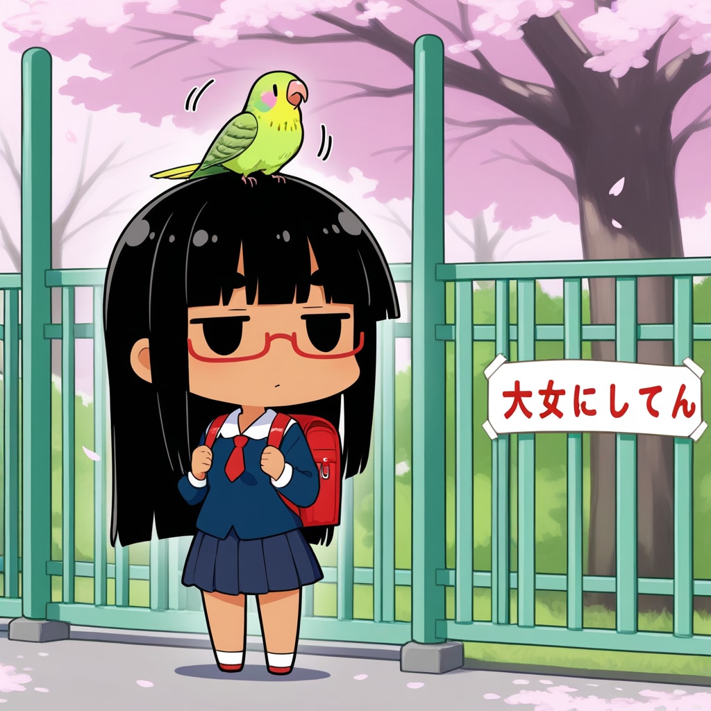 喋るインコと太まゆ姉ちゃん入学式