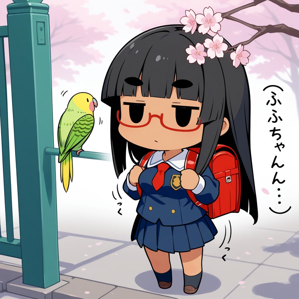 喋るインコと太まゆ姉ちゃん入学式