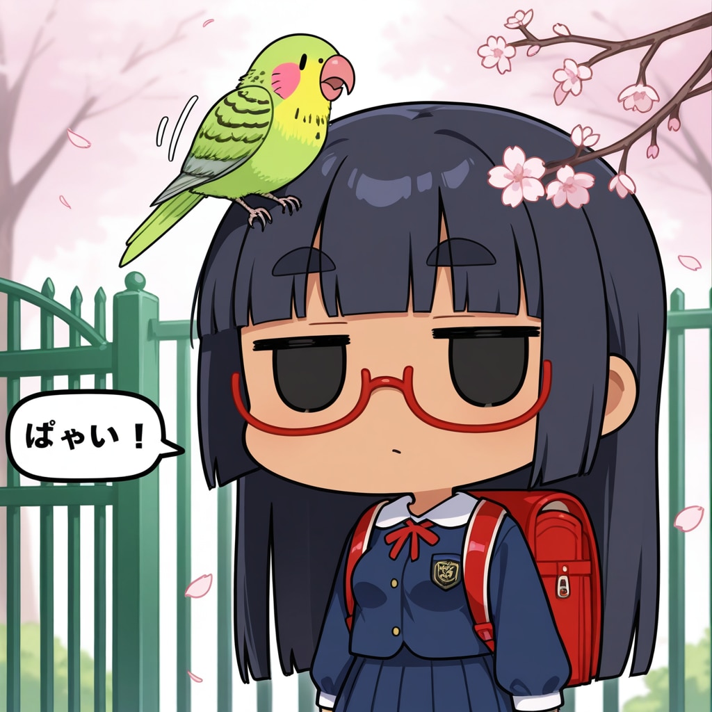 喋るインコと太まゆ姉ちゃん入学式