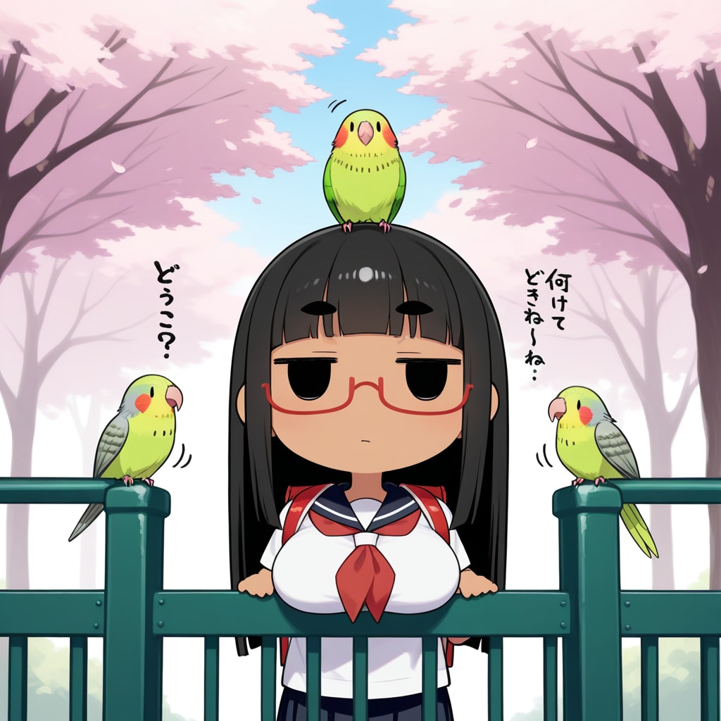 喋るインコと太まゆ姉ちゃん入学式