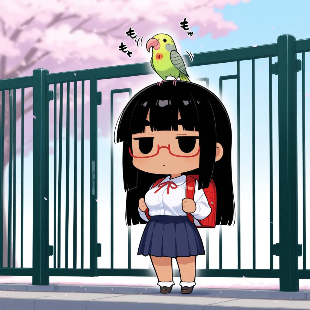 喋るインコと太まゆ姉ちゃん入学式