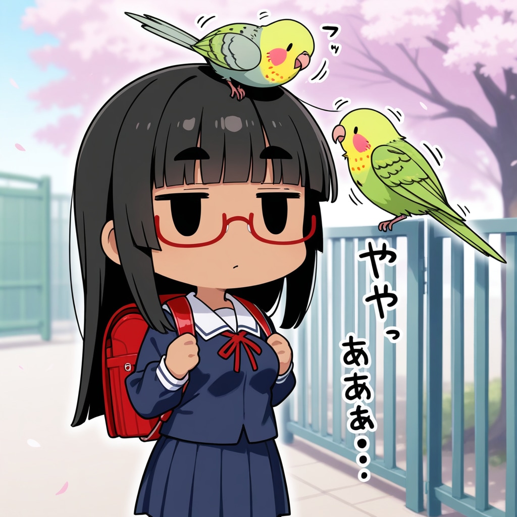 喋るインコと太まゆ姉ちゃん入学式