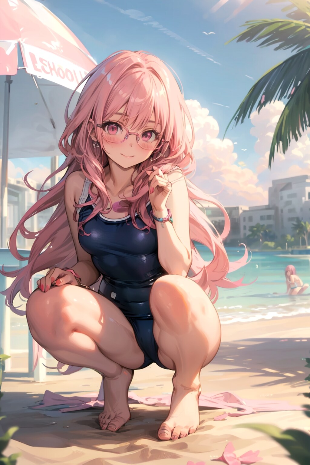 スク水の眼鏡っ娘