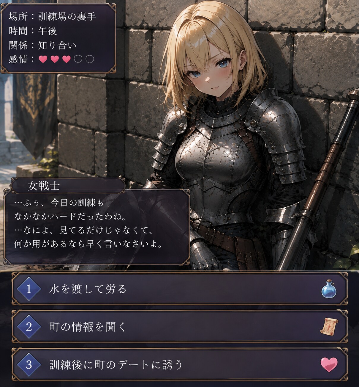 シーン:訓練場のひととき(恋愛ゲーム)