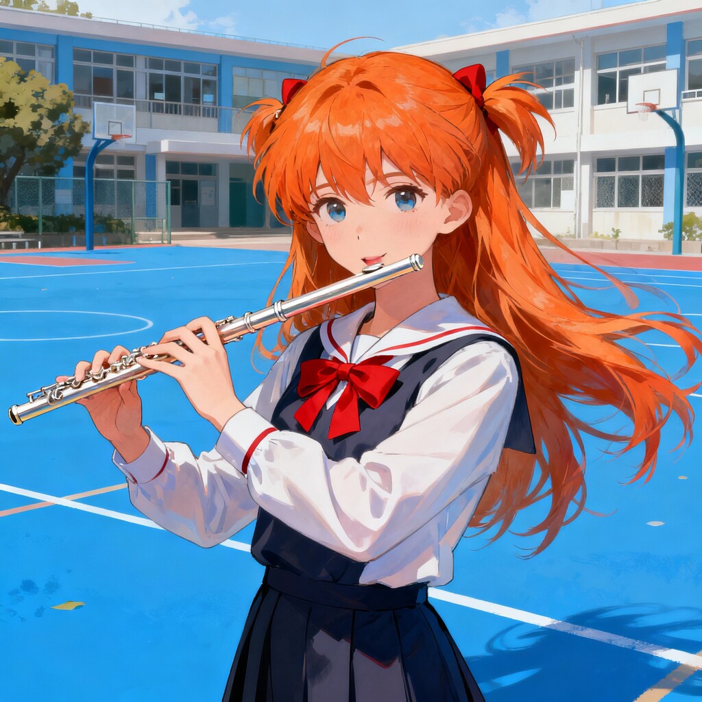 フルートを奏でる