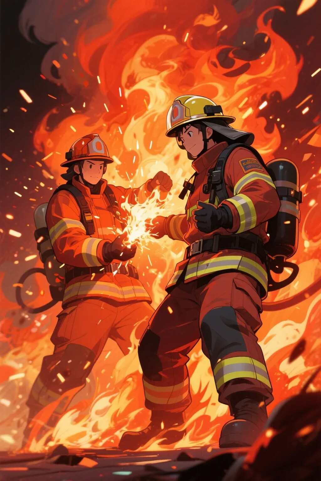 火で遊ぶ消防士