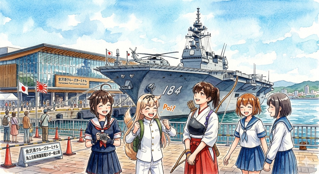 ようこそ金沢港へ（海自護衛艦かが）
