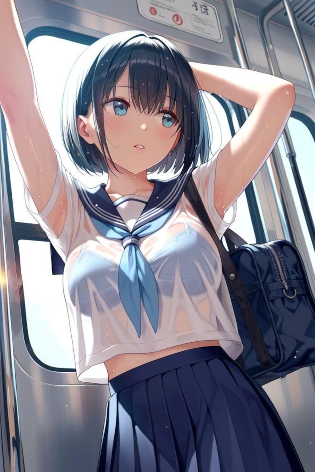 いつものノーブラ、透け透けセーラー服、ブラ付けてる娘もいるよ！