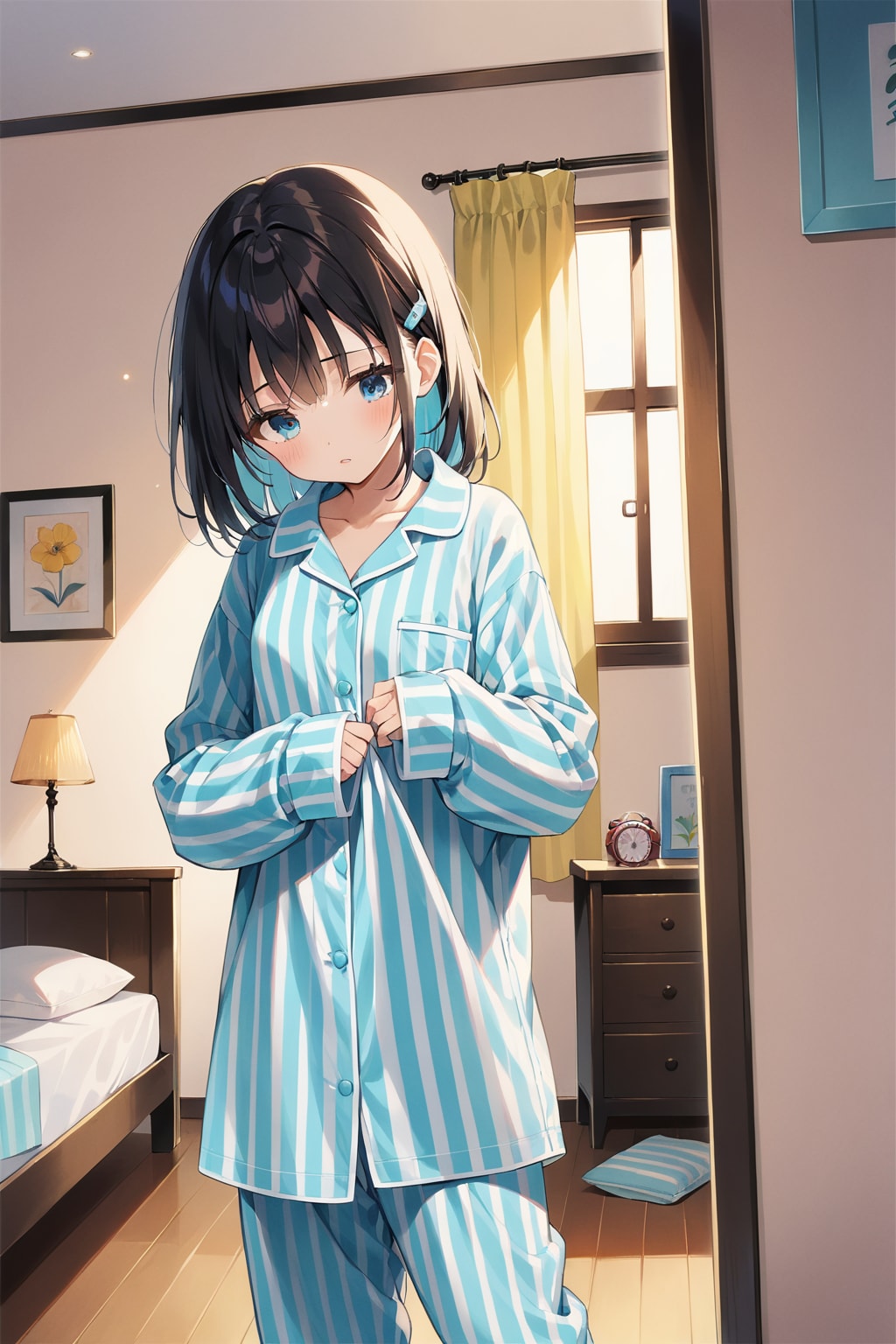 5色のパジャマ姿の女の子