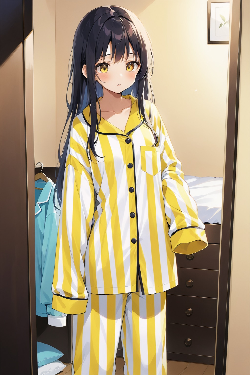 5色のパジャマ姿の女の子