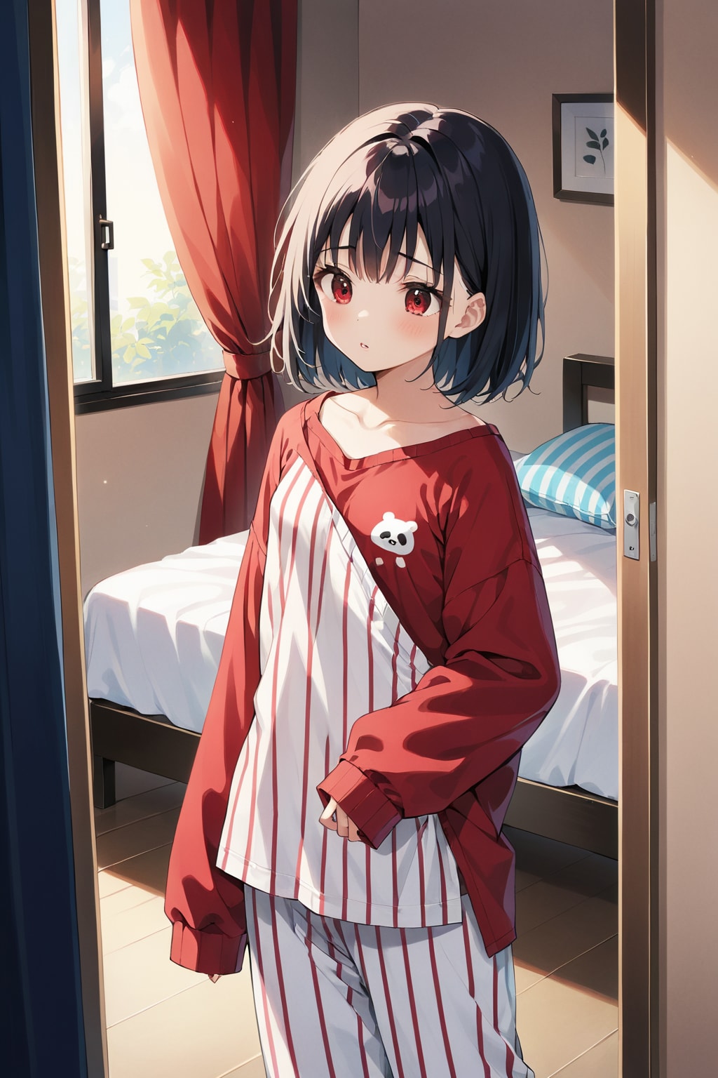 5色のパジャマ姿の女の子