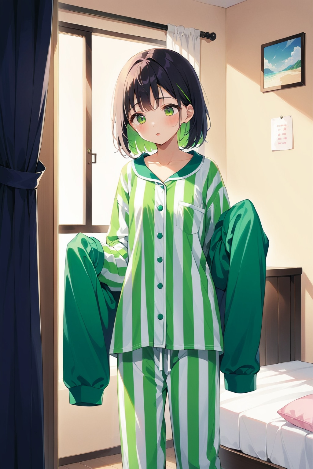 5色のパジャマ姿の女の子