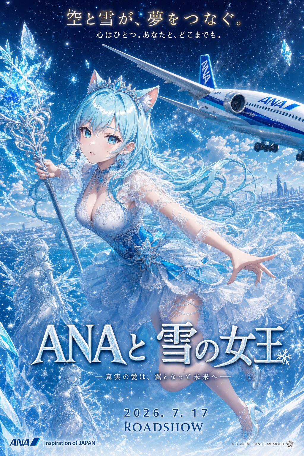 【ネタ】映画『ANAと雪の女王』🧊映画ポスター風🎥