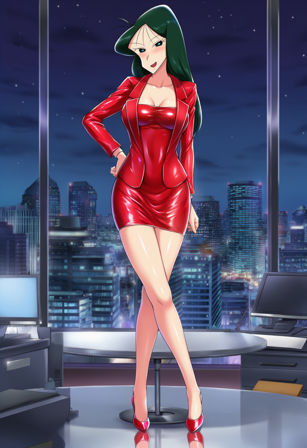 まつざか先生　真っ赤なセクシースーツ＆ドレス