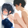 壁で潰れる幼馴染のスク水 2枚目