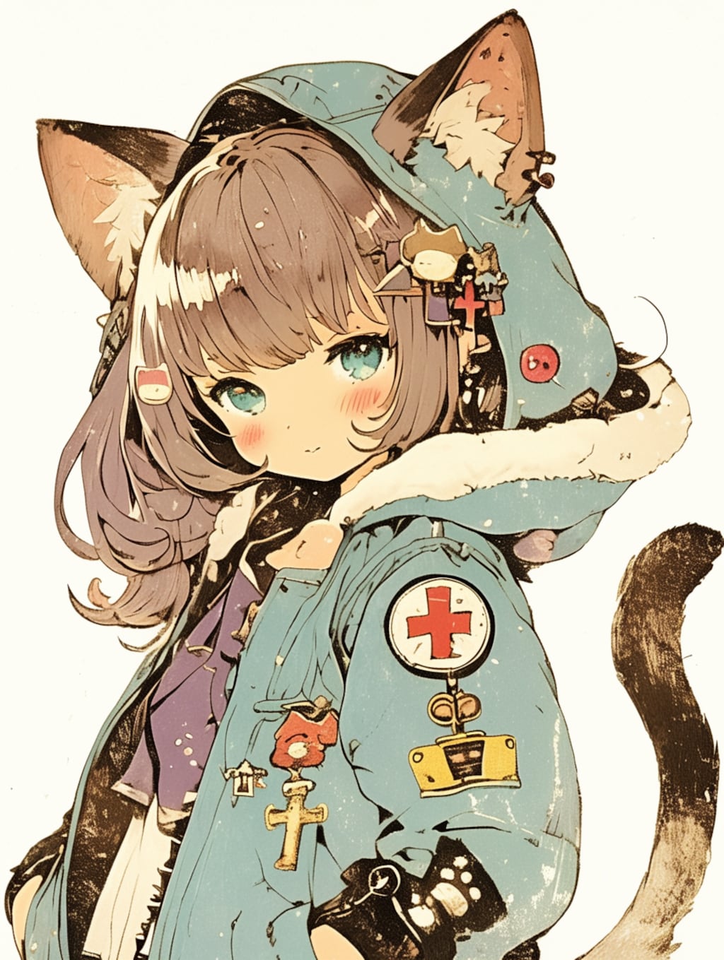 猫耳パーカー。