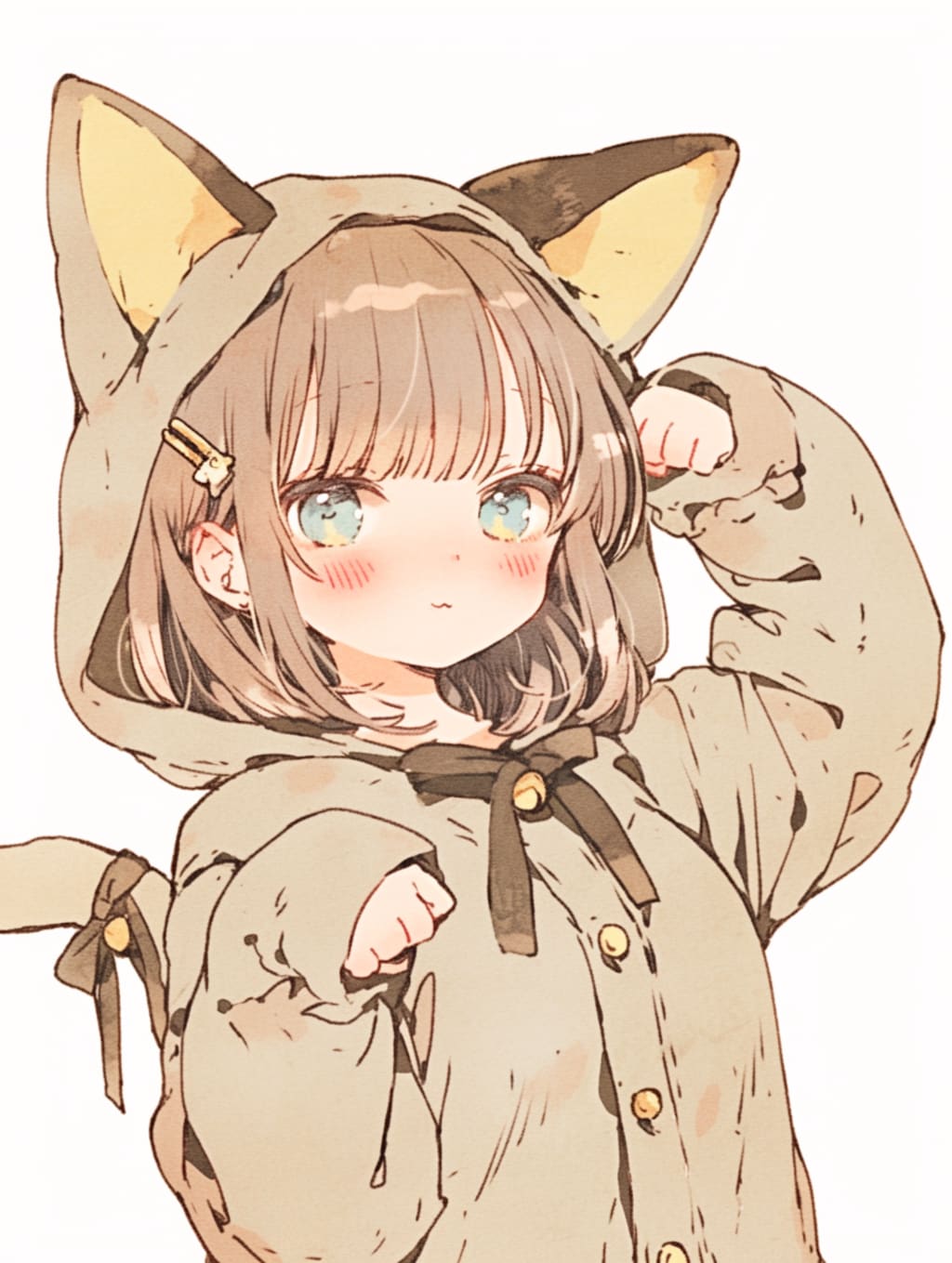 猫耳パーカー。