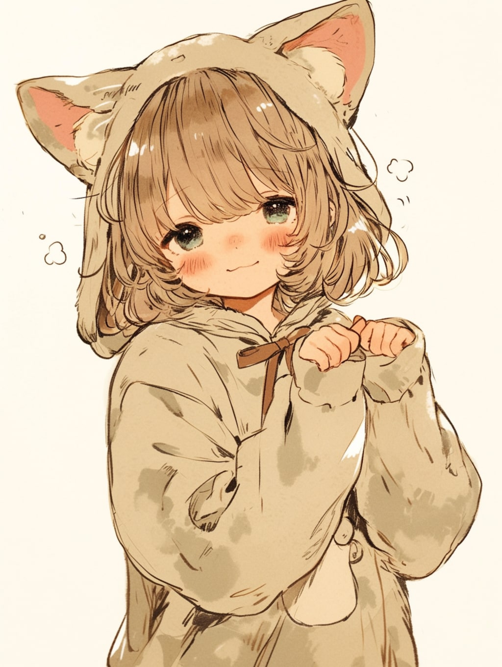 猫耳パーカー。