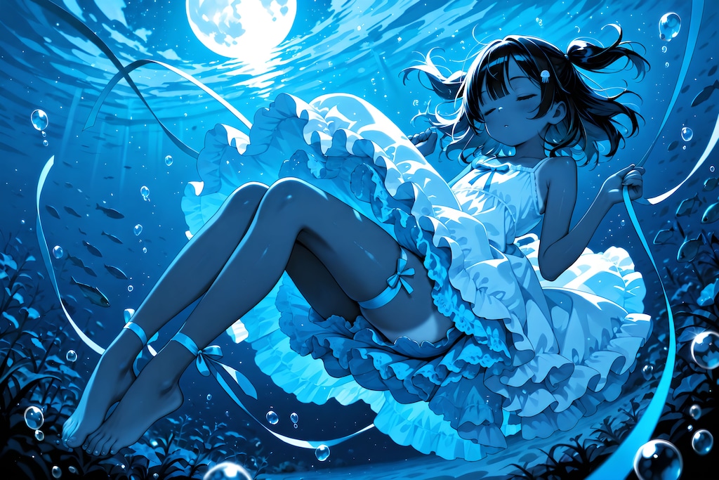 海に月