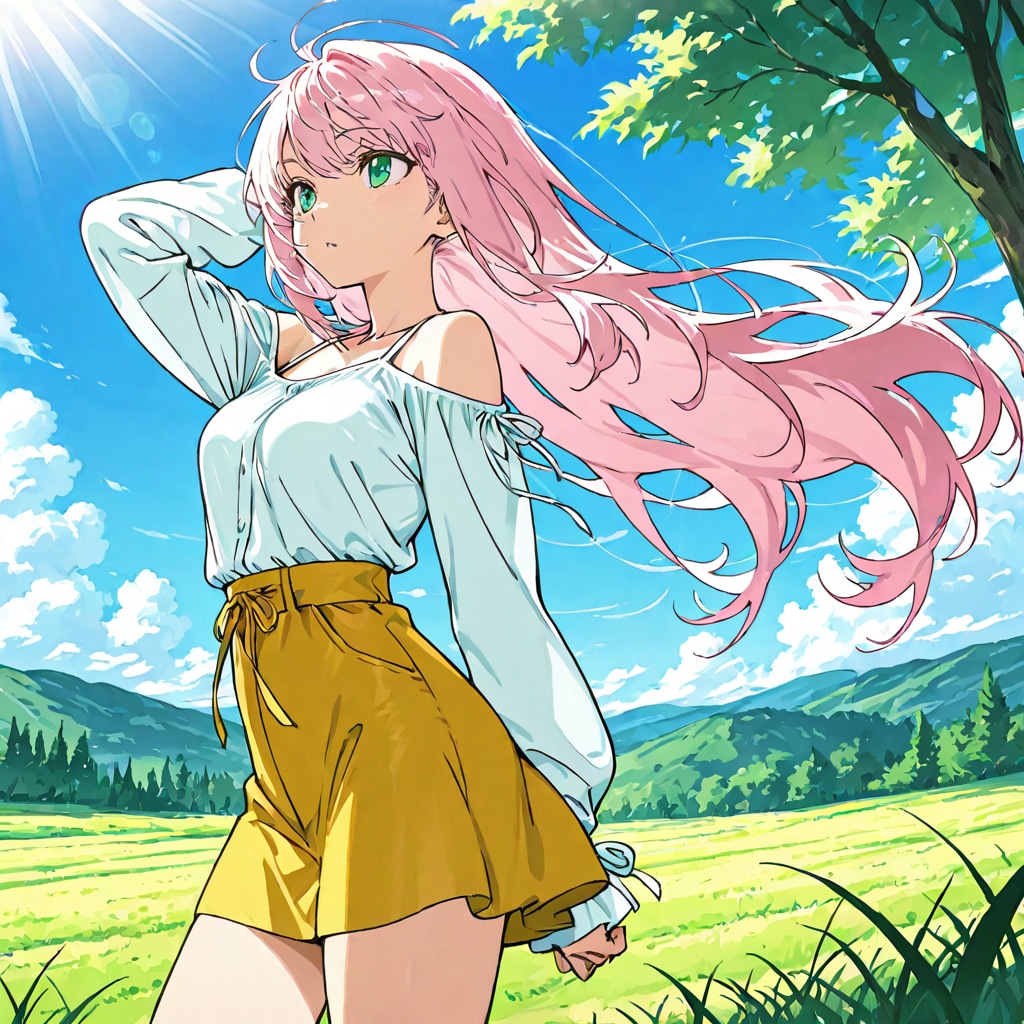 風の丘のナチュラルモデル | の人気AIイラスト・グラビア