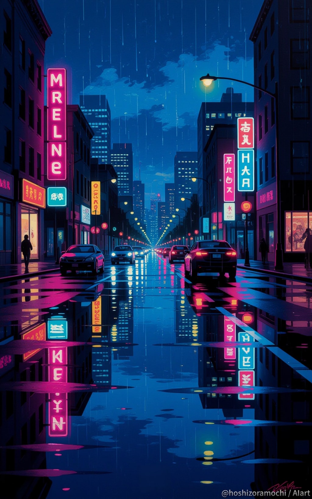 ネオンの水面に —— 都会の孤独と美しさが溶ける瞬間