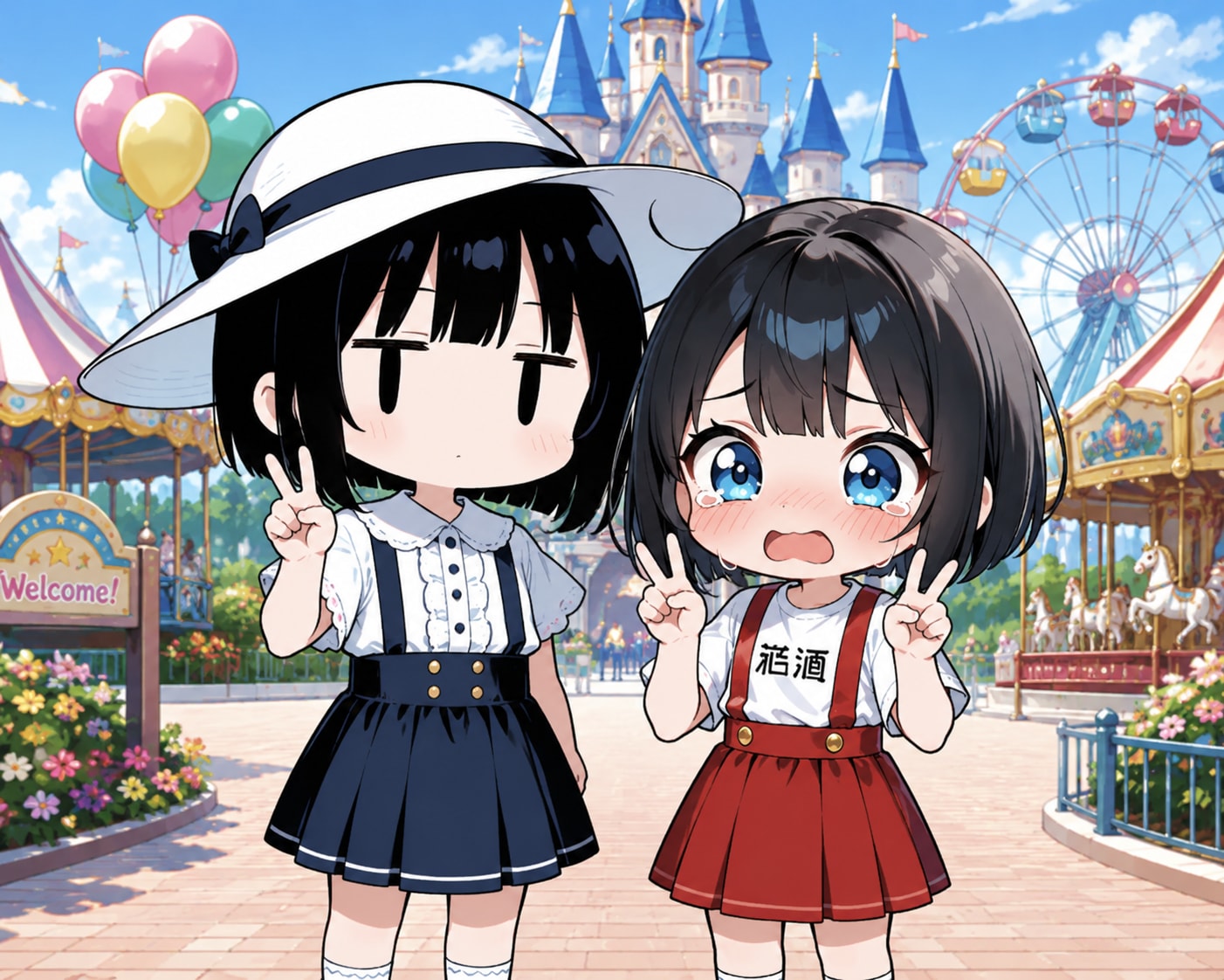 茉莉ちゃんとちーちゃんのツーショット！！ | の人気AIイラスト・グラビア
