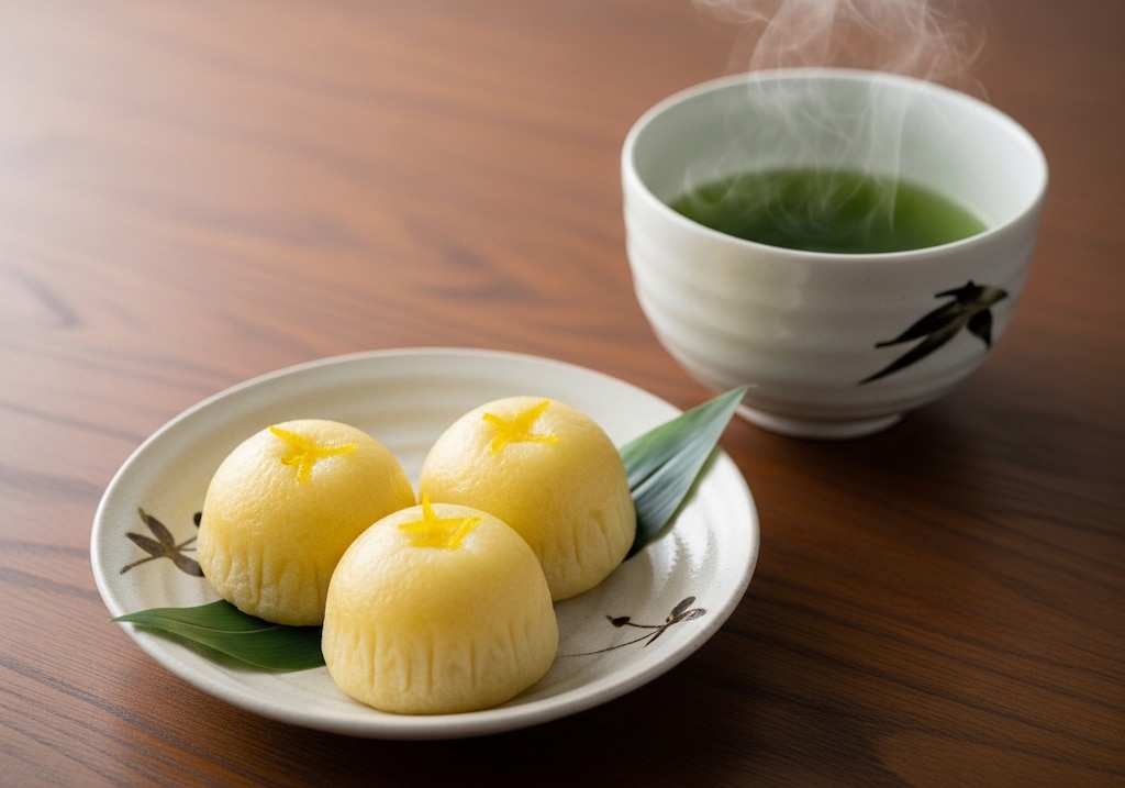 デザートの柚子饅頭