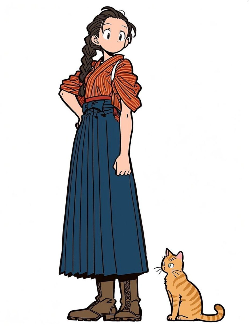 袴の女の子と猫