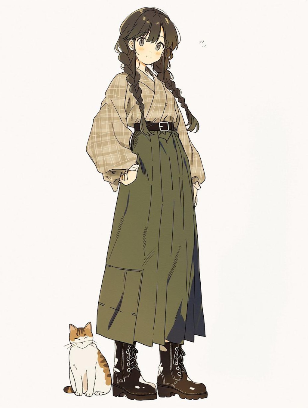 袴の女の子と猫