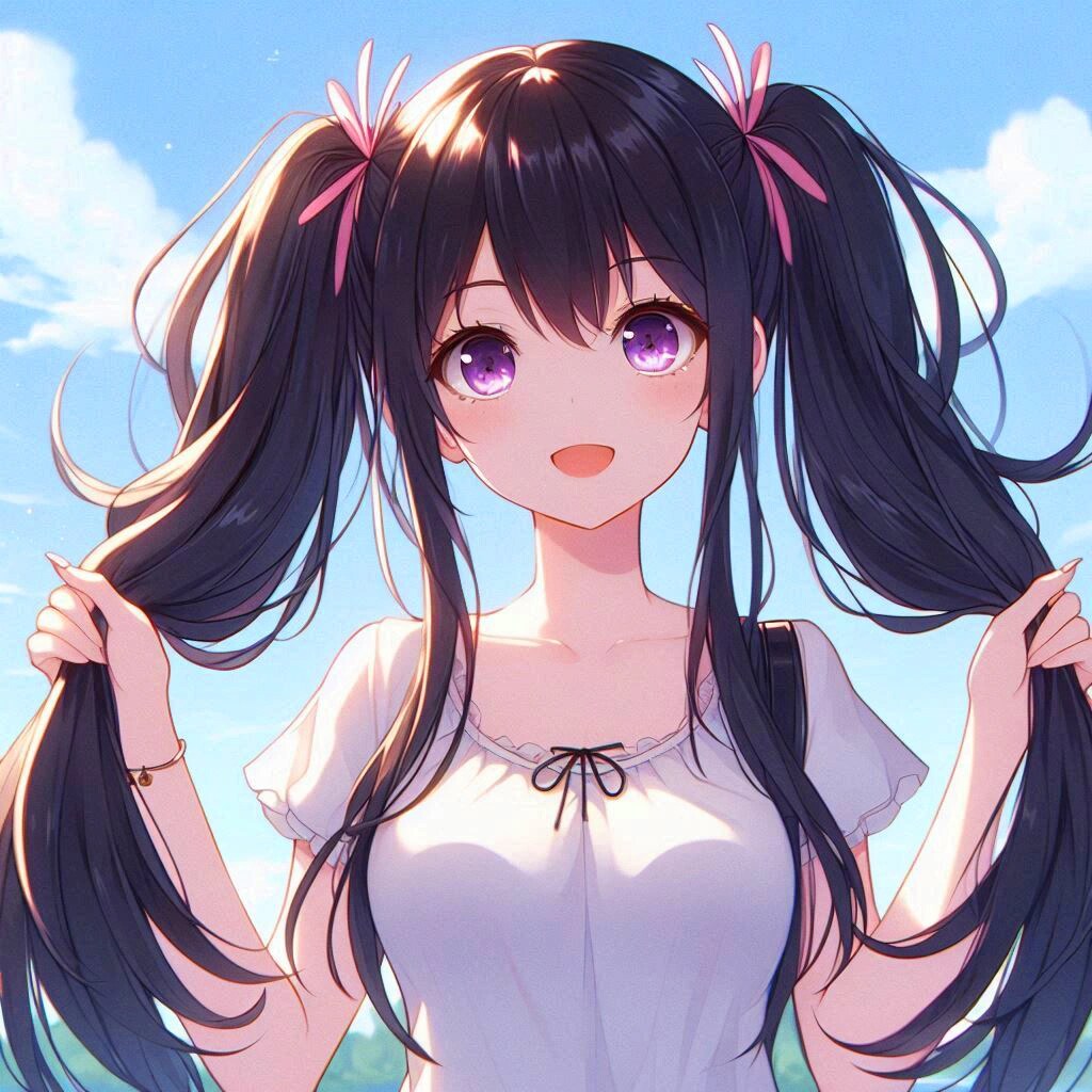 手ツインテしてる、黒髪ツインテール少女★その5(12枚)