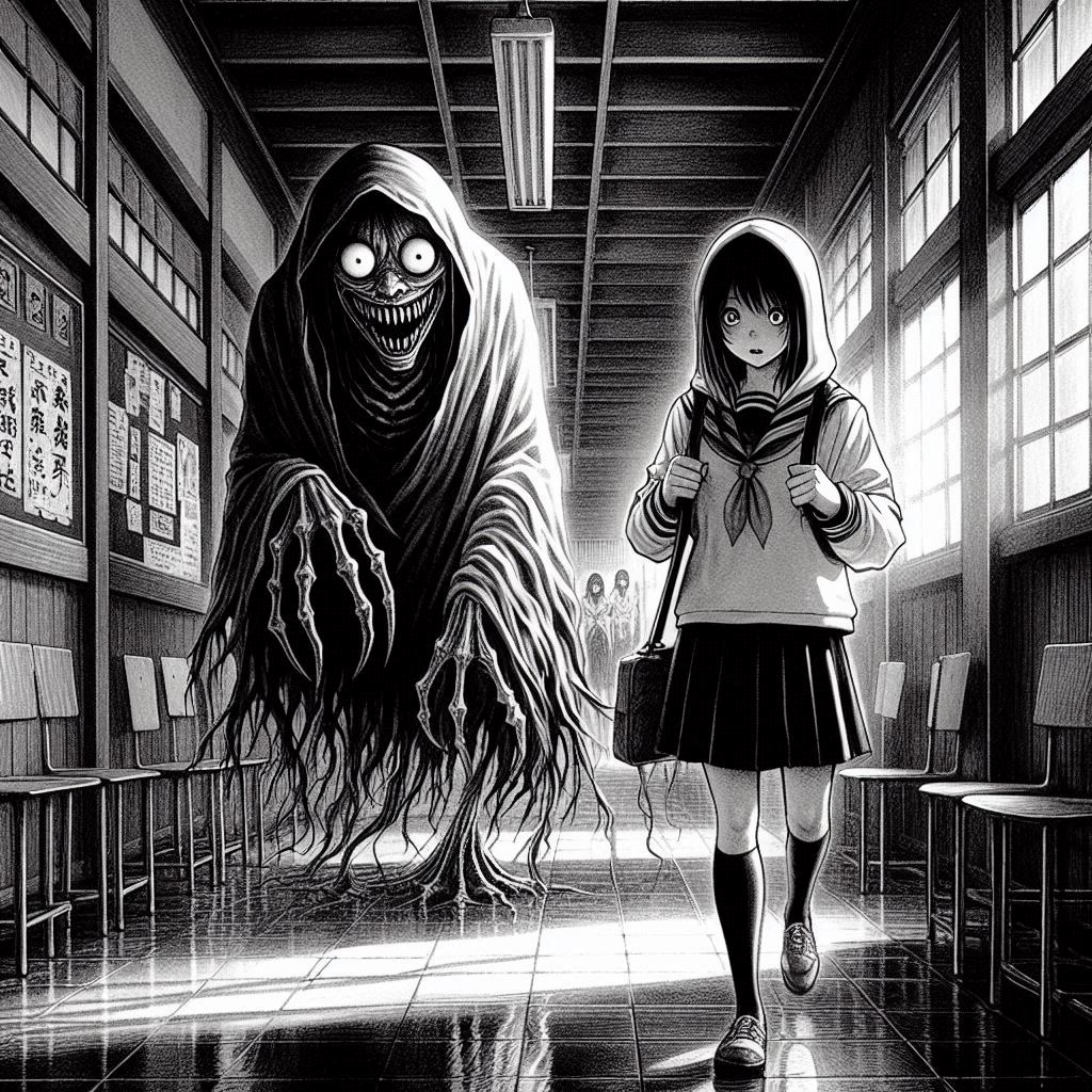 取り憑いてる化物と一緒に仲良く？登校♪ | の人気AIイラスト・グラビア