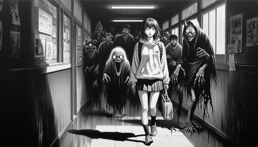 取り憑いてる化物と一緒に仲良く？登校♪