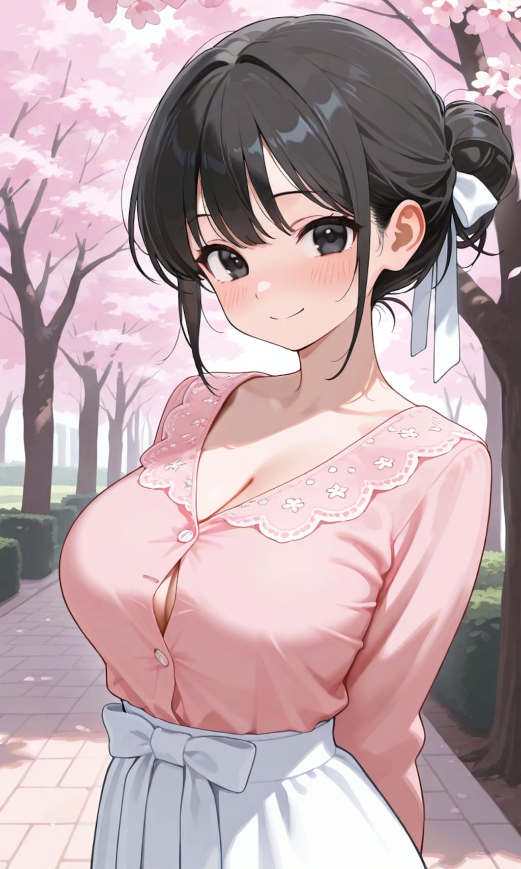 ルリさんと桜並木を散歩