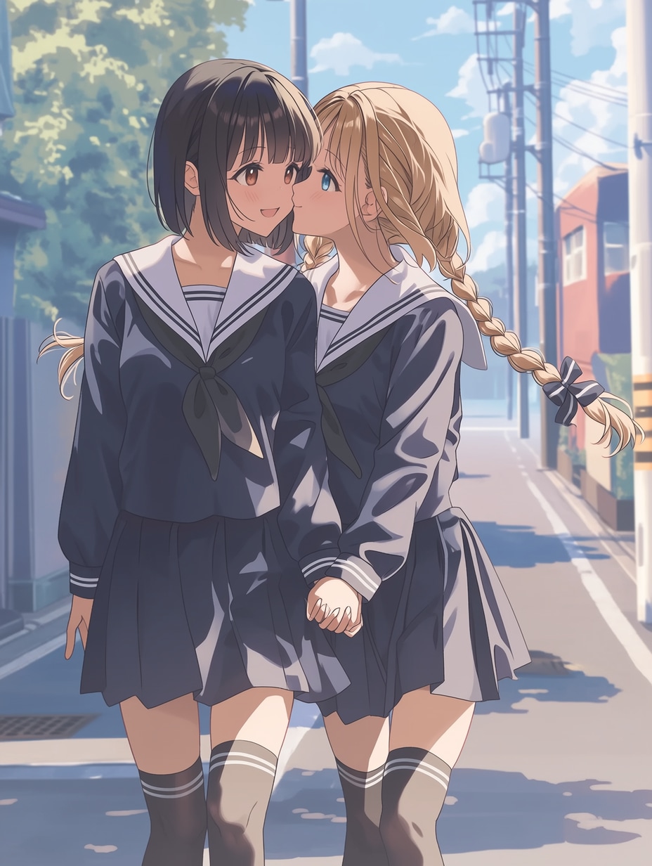 キスしたい二人のJK109 | の人気AIイラスト・グラビア