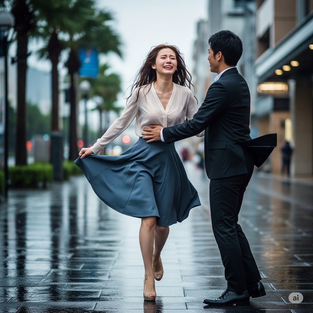 台風のなか来た彼